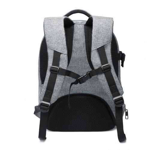 E6928 - Kono Water Resistant Shockproof DSLR Camera Backpack - Light Grey - Easy Luggage