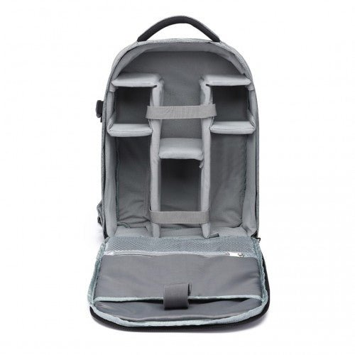 E6928 - Kono Water Resistant Shockproof DSLR Camera Backpack - Light Grey - Easy Luggage