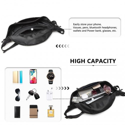 EA2136 - Kono Lightweight Fashion Sports Bum Bag For Men And Women - Black - Easy Luggage