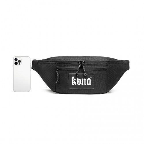 EA2136 - Kono Lightweight Fashion Sports Bum Bag For Men And Women - Black - Easy Luggage