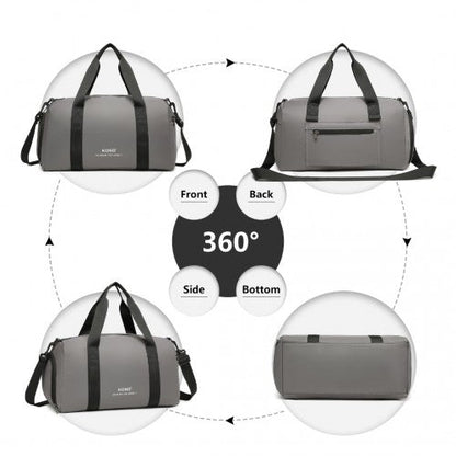 EA2305 - Kono Waterproof Duffel Bag Lightweight Sports Gym Bag With Shoes Compartment - Grey - Easy Luggage