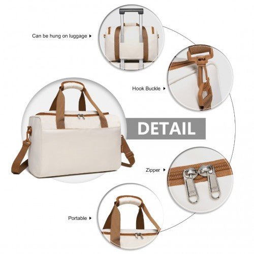 EA2321 - Kono Spacious Travel Storage Bag Handbag - Cream - Easy Luggage