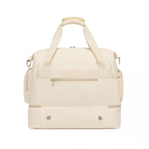 EA2348 - Kono Waterproof Multi - Pocket Travel Duffel Bag Set With Dedicated Shoe Compartment - Beige - Easy Luggage