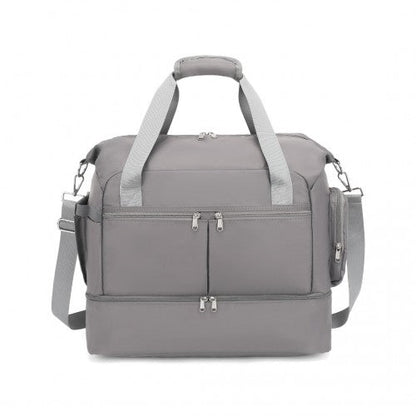 EA2348 - Kono Waterproof Multi - Pocket Travel Duffel Bag Set With Dedicated Shoe Compartment - Grey - Easy Luggage