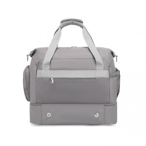 EA2348 - Kono Waterproof Multi - Pocket Travel Duffel Bag Set With Dedicated Shoe Compartment - Grey - Easy Luggage