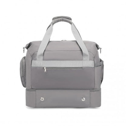 EA2348 - Kono Waterproof Multi - Pocket Travel Duffel Bag Set With Dedicated Shoe Compartment - Grey - Easy Luggage