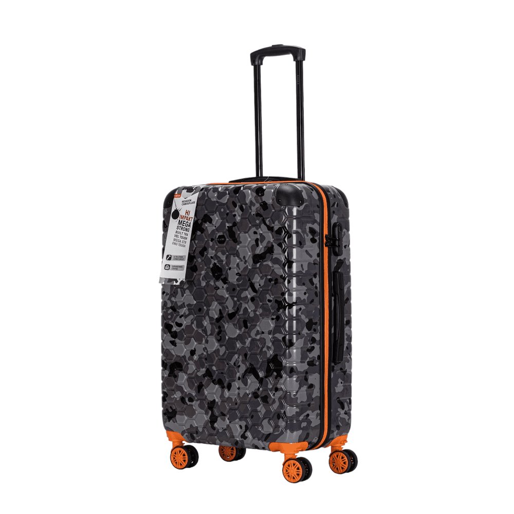 Eagle Camouflage Print Lightweight 4 Wheel ABS Hard Shell Luggage Suitcase Black - Easy Luggage