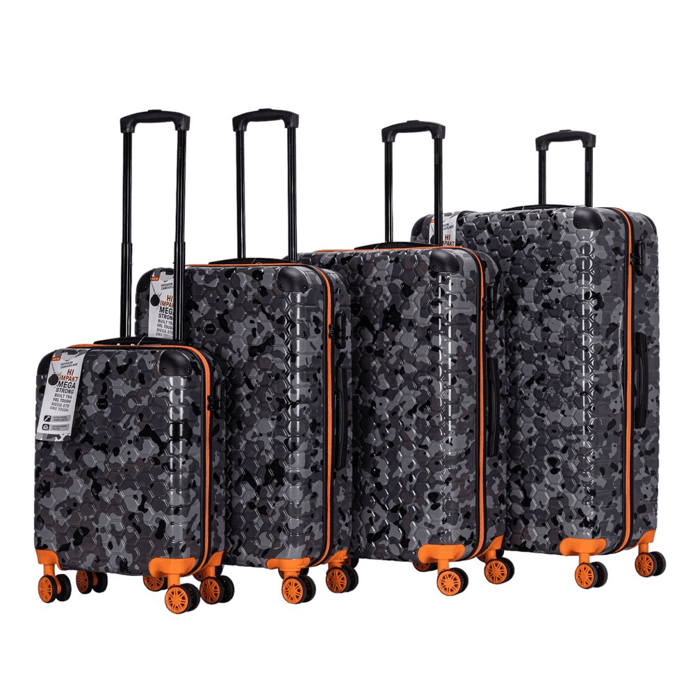 Eagle Camouflage Print Lightweight 4 Wheel ABS Hard Shell Luggage Suitcase Black - Easy Luggage