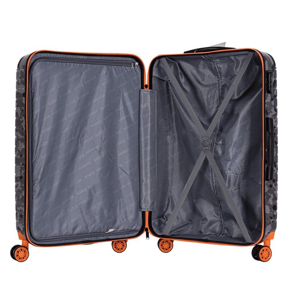 Eagle Camouflage Print Lightweight 4 Wheel ABS Hard Shell Luggage Suitcase Black - Easy Luggage