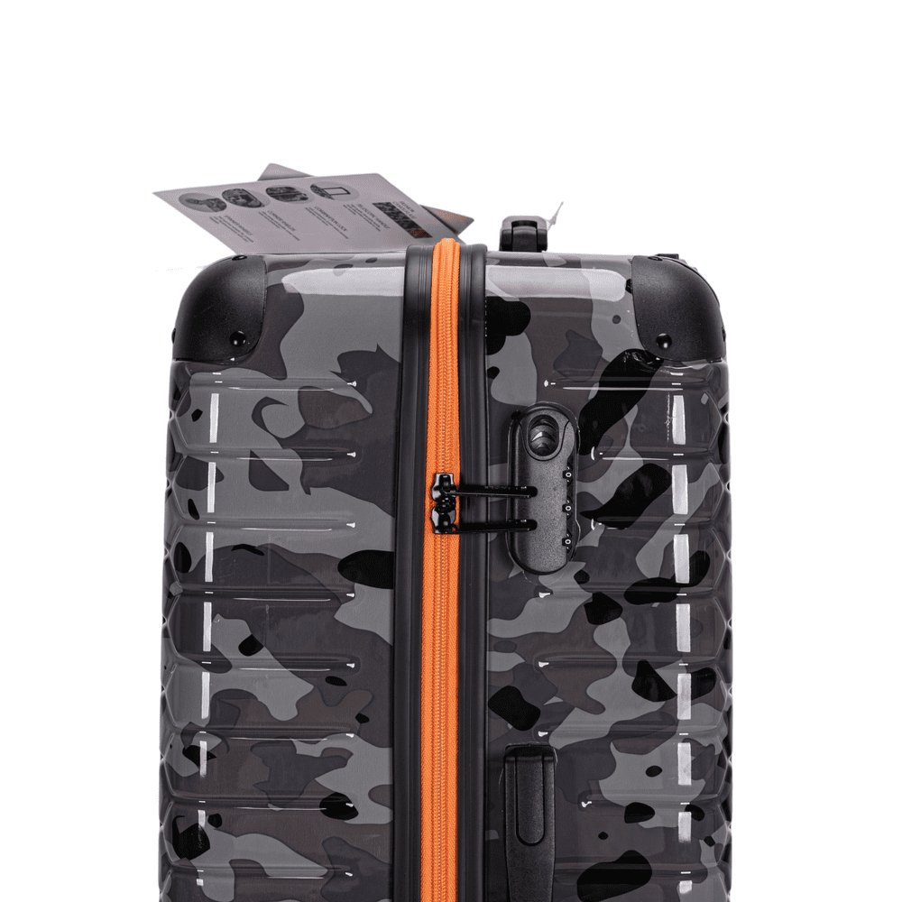 Eagle Camouflage Print Lightweight 4 Wheel ABS Hard Shell Luggage Suitcase Black - Easy Luggage