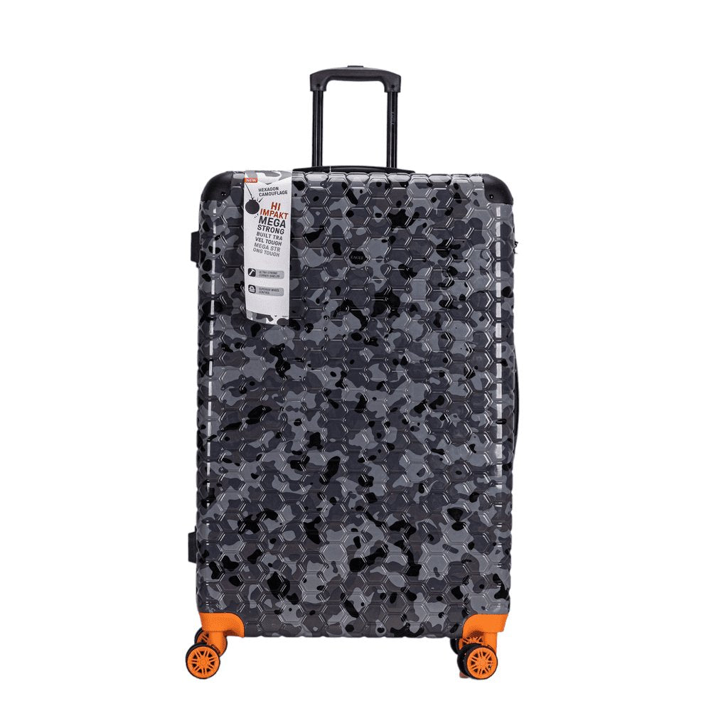 Eagle Camouflage Print Lightweight 4 Wheel ABS Hard Shell Luggage Suitcase Black - Easy Luggage