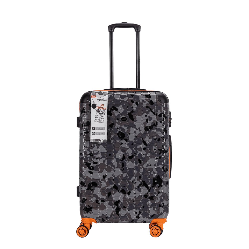 Eagle Camouflage Print Lightweight 4 Wheel ABS Hard Shell Luggage Suitcase Black - Easy Luggage