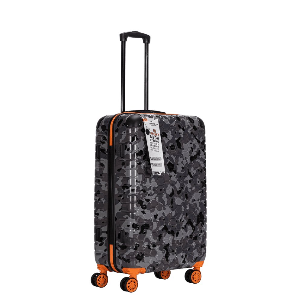 Eagle Camouflage Print Lightweight 4 Wheel ABS Hard Shell Luggage Suitcase Black - Easy Luggage