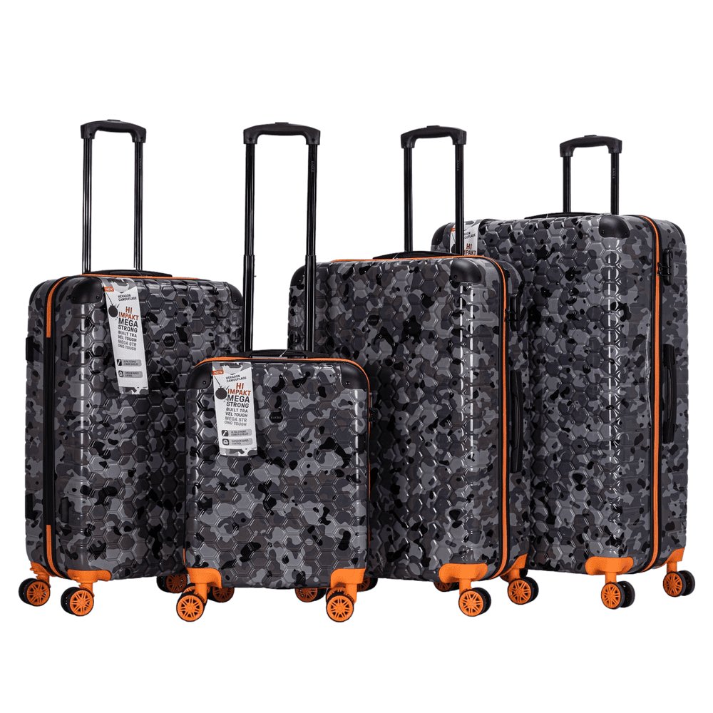 Eagle Camouflage Print Lightweight 4 Wheel ABS Hard Shell Luggage Suitcase Black - Easy Luggage