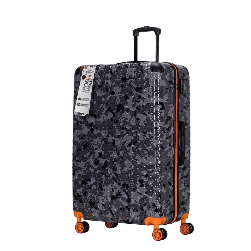 Eagle Camouflage Print Lightweight 4 Wheel ABS Hard Shell Luggage Suitcase Black - Easy Luggage