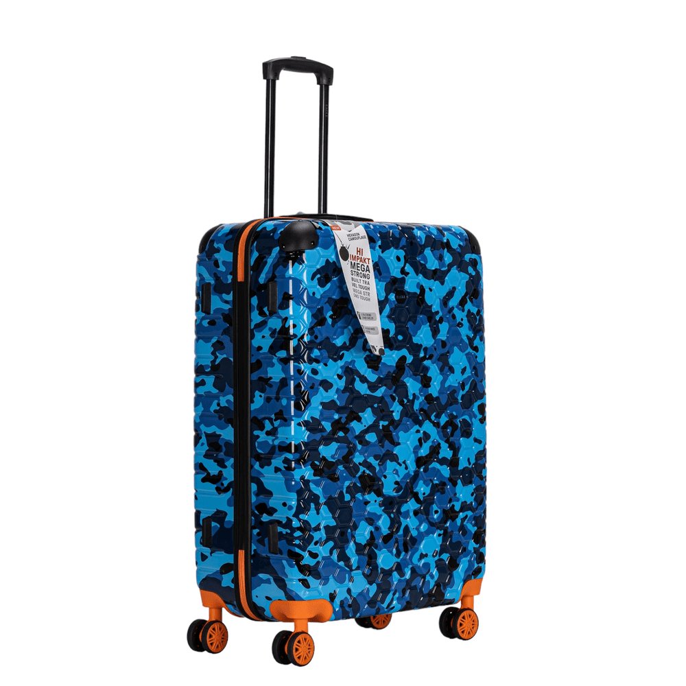 Eagle Camouflage Print Lightweight 4 Wheel ABS Hard Shell Luggage Suitcase Blue - Easy Luggage