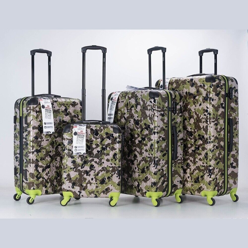 Eagle Camouflage Print Lightweight 4 Wheel ABS Hard Shell Luggage Suitcase Green - Easy Luggage