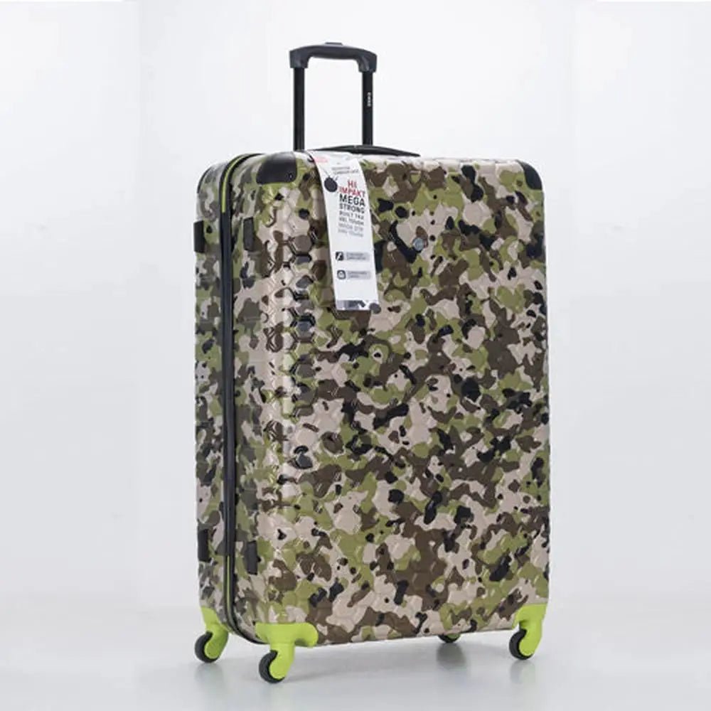 Eagle Camouflage Print Lightweight 4 Wheel ABS Hard Shell Luggage Suitcase Green - Easy Luggage