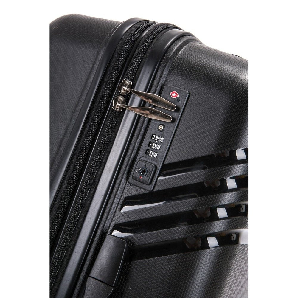 Eagle Hard Shell PP Suitcase Expandable Trolley Travel Case TSA Hand Cabin Black - Easy Luggage