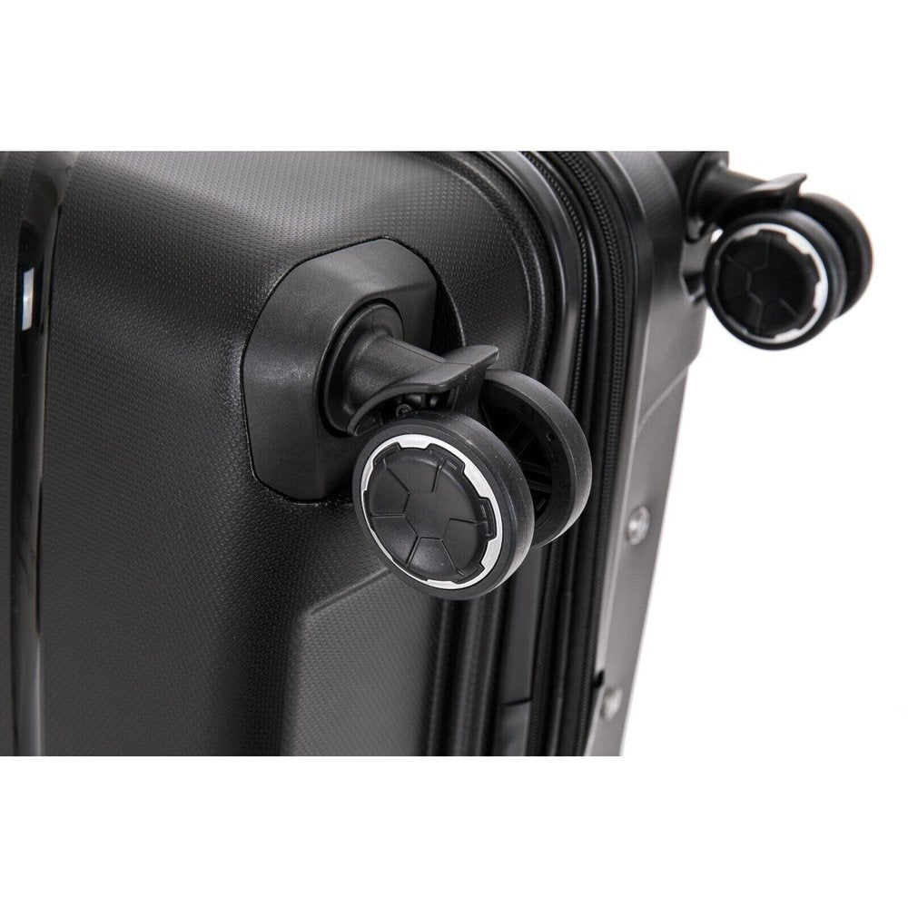 Eagle Hard Shell PP Suitcase Expandable Trolley Travel Case TSA Hand Cabin Black - Easy Luggage