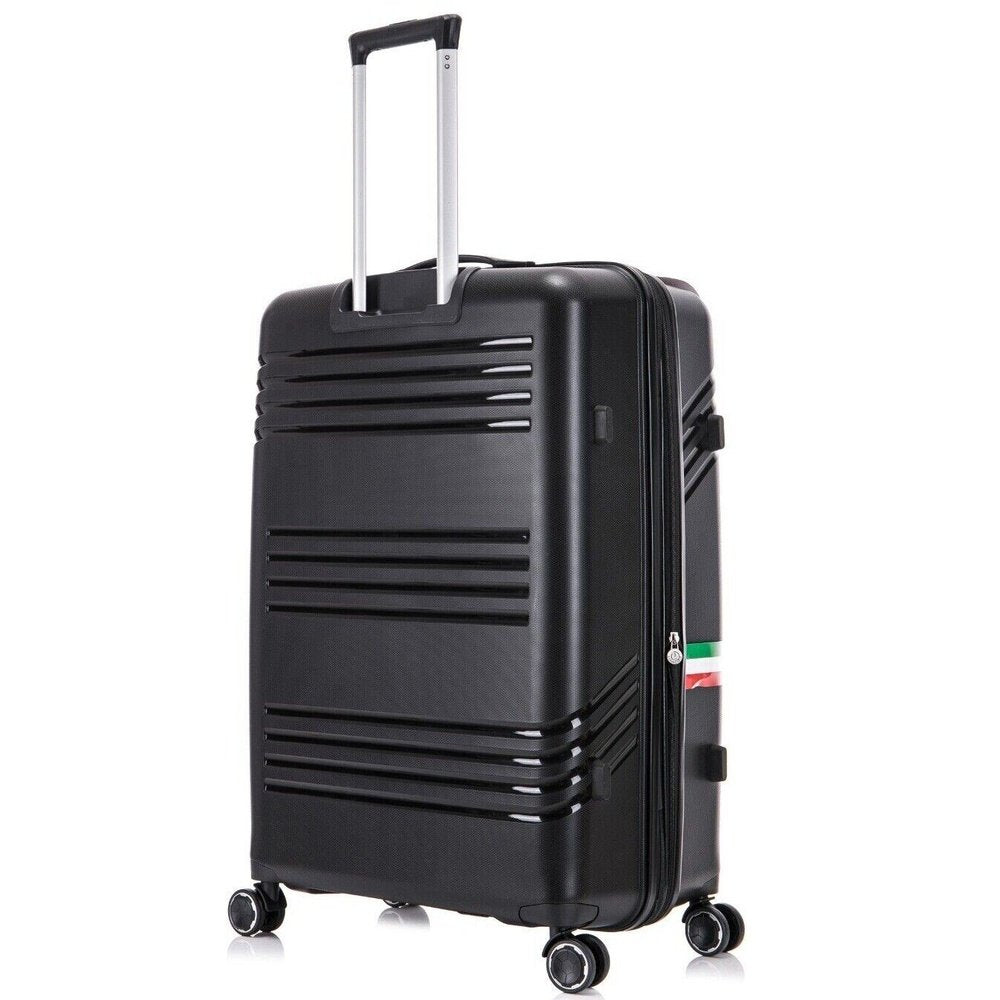 Eagle Hard Shell PP Suitcase Expandable Trolley Travel Case TSA Hand Cabin Black - Easy Luggage