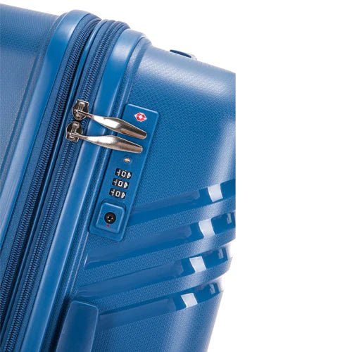 Eagle Hard Shell PP Suitcase Expandable Trolley Travel Case TSA Hand Cabin Blue - Easy Luggage