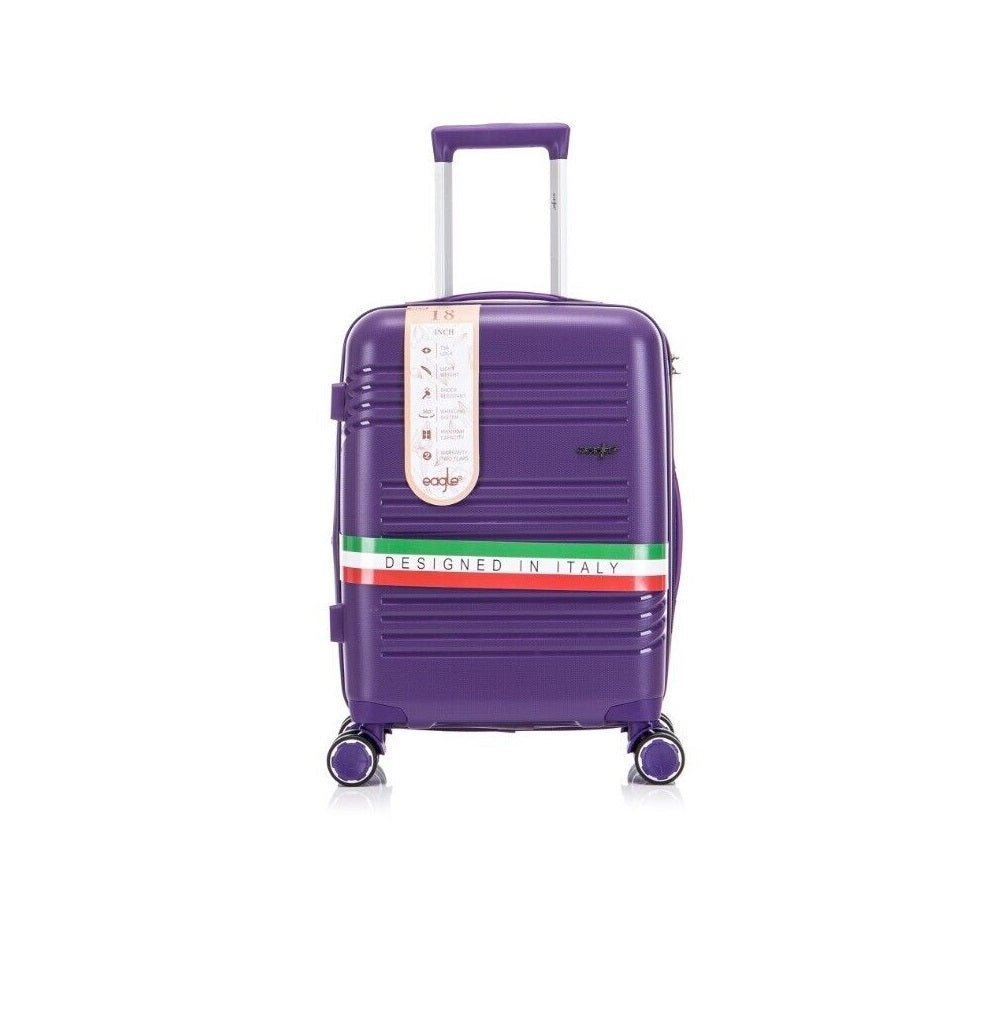 Eagle Hard Shell PP Suitcase Expandable Trolley Travel Case TSA Hand Cabin Lavender - Easy Luggage