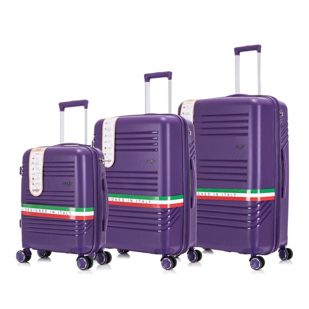 Eagle Hard Shell PP Suitcase Expandable Trolley Travel Case TSA Hand Cabin Lavender - Easy Luggage