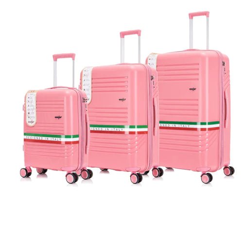 Eagle Hard Shell PP Suitcase Expandable Trolley Travel Case TSA Hand Cabin Pink - Easy Luggage