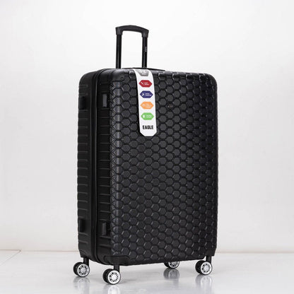 EAGLE Hexagon ABS Hard Shell 4 Wheels Black - Easy Luggage