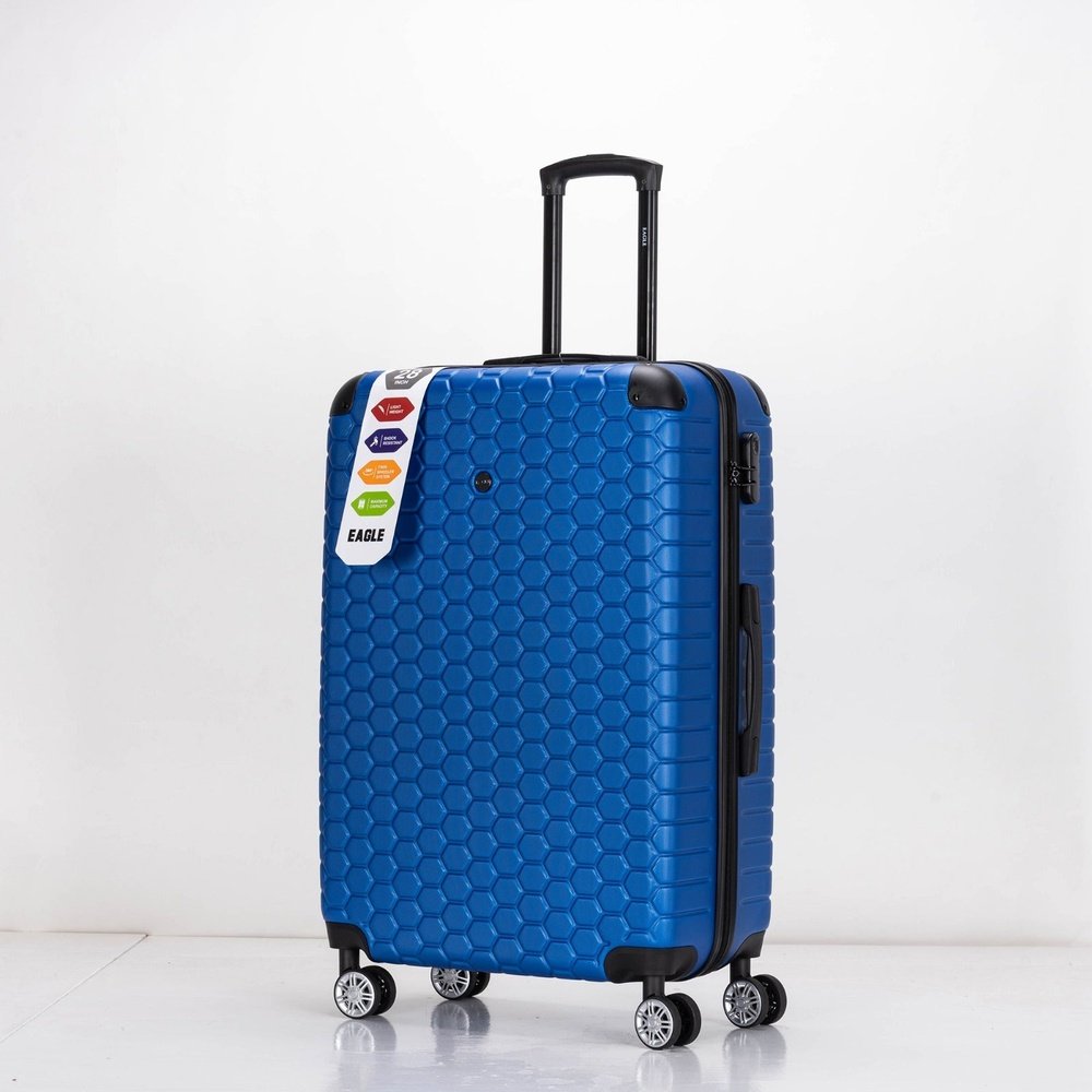 EAGLE Hexagon ABS Hard Shell 4 Wheels Blue - Easy Luggage