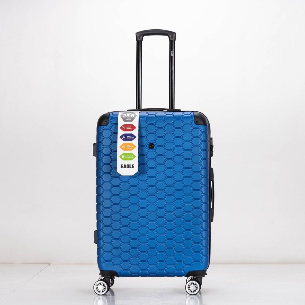 EAGLE Hexagon ABS Hard Shell 4 Wheels Blue - Easy Luggage