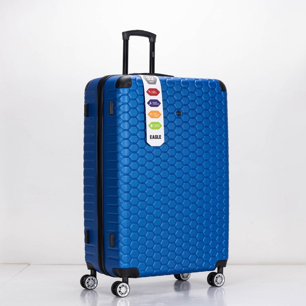 EAGLE Hexagon ABS Hard Shell 4 Wheels Blue - Easy Luggage