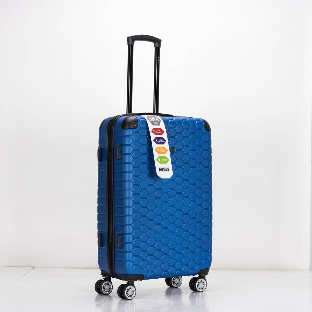 EAGLE Hexagon ABS Hard Shell 4 Wheels Blue - Easy Luggage