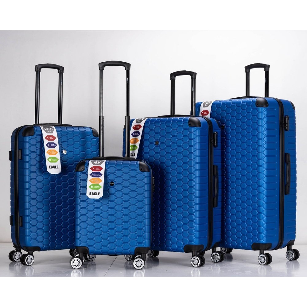 EAGLE Hexagon ABS Hard Shell 4 Wheels Blue - Easy Luggage