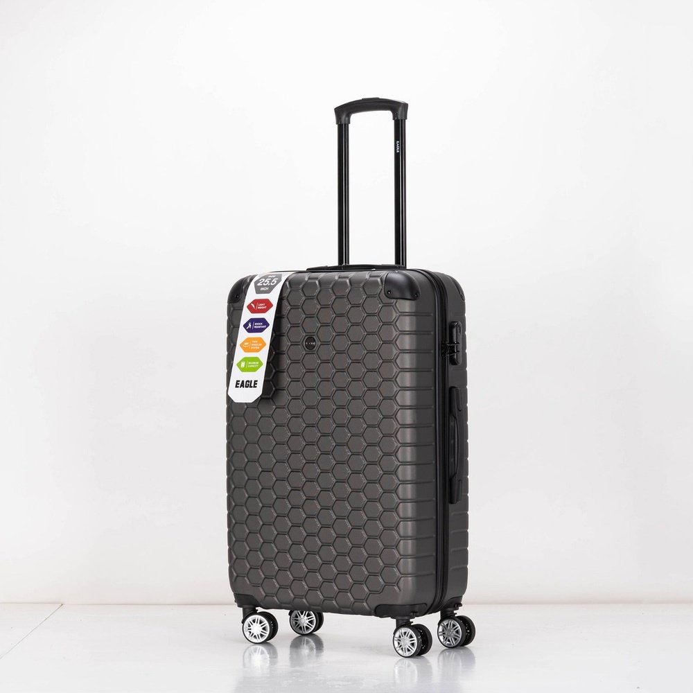 EAGLE Hexagon ABS Hard Shell 4 Wheels Grey - Easy Luggage