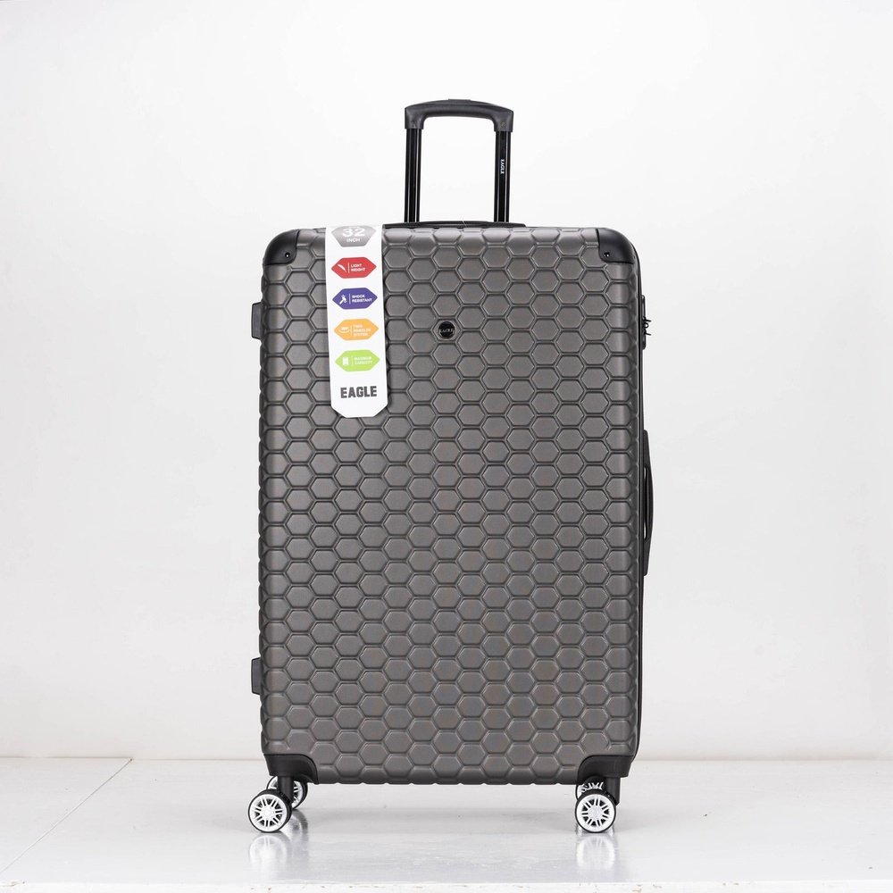 EAGLE Hexagon ABS Hard Shell 4 Wheels Grey - Easy Luggage