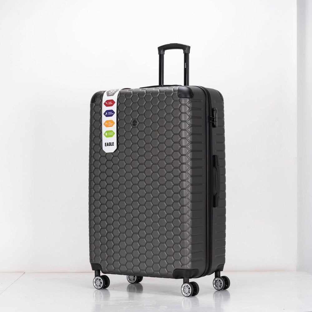 EAGLE Hexagon ABS Hard Shell 4 Wheels Grey - Easy Luggage