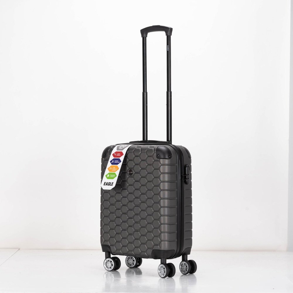 EAGLE Hexagon ABS Hard Shell 4 Wheels Grey - Easy Luggage