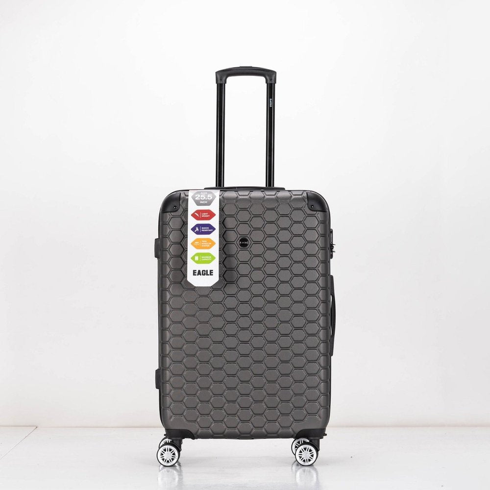 EAGLE Hexagon ABS Hard Shell 4 Wheels Grey - Easy Luggage