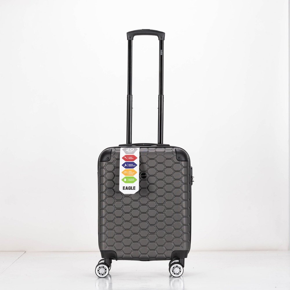 EAGLE Hexagon ABS Hard Shell 4 Wheels Grey - Easy Luggage