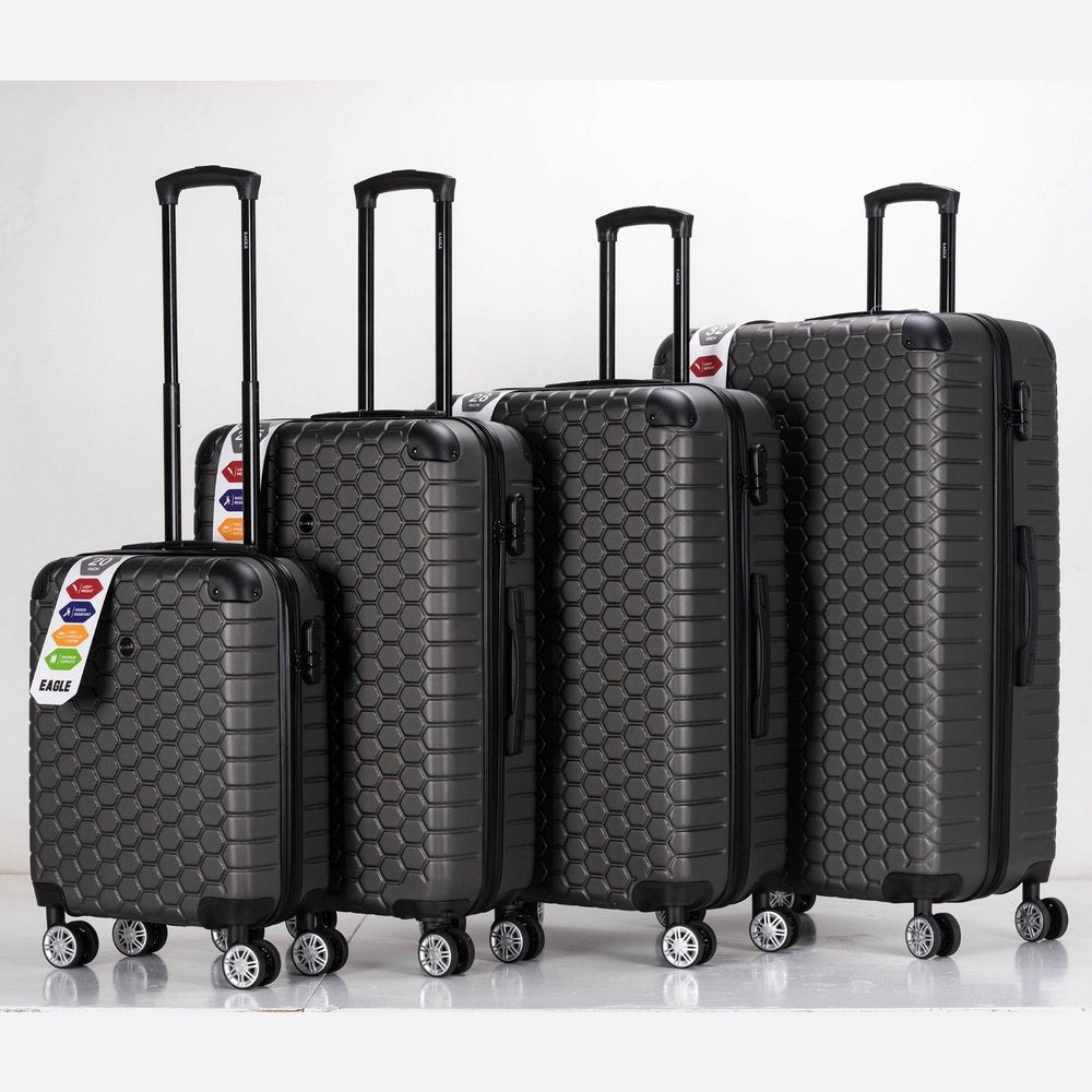 EAGLE Hexagon ABS Hard Shell 4 Wheels Grey - Easy Luggage