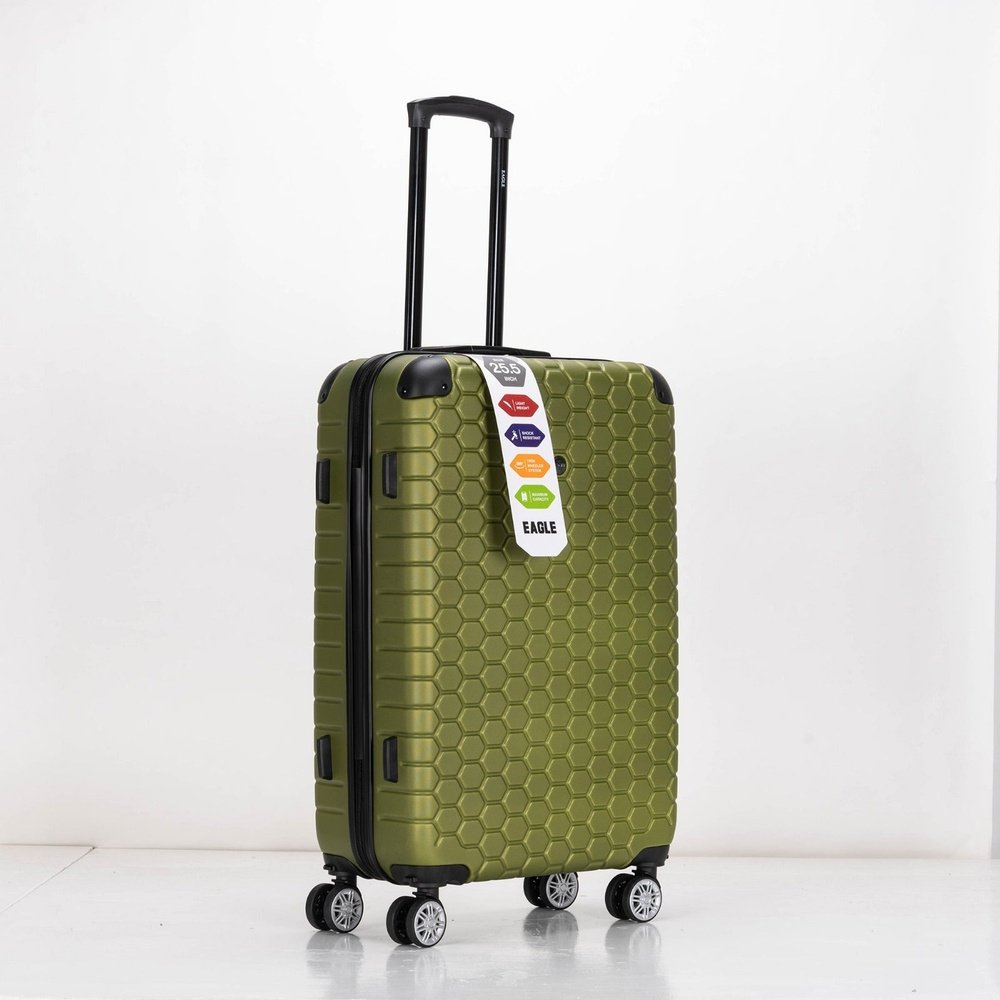 EAGLE Hexagon ABS Hard Shell 4 Wheels Khaki - Easy Luggage