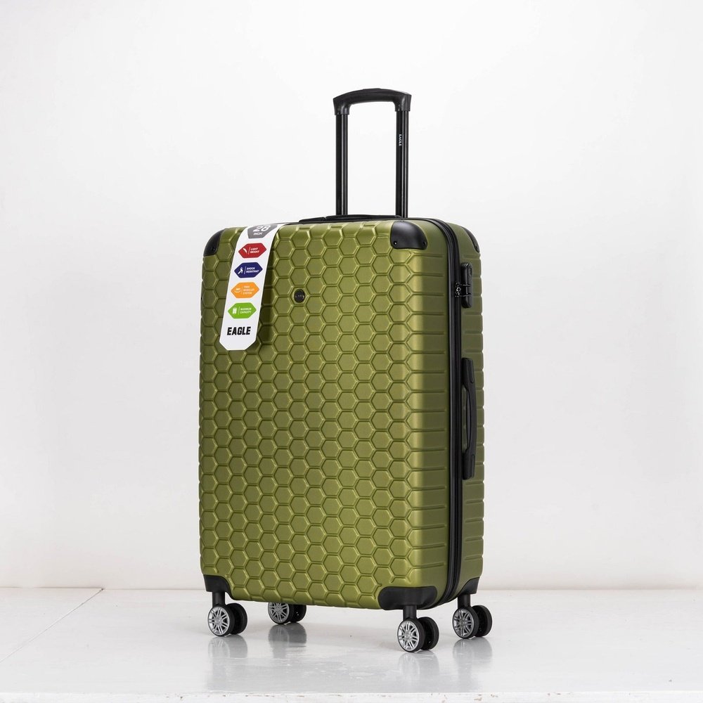 EAGLE Hexagon ABS Hard Shell 4 Wheels Khaki - Easy Luggage