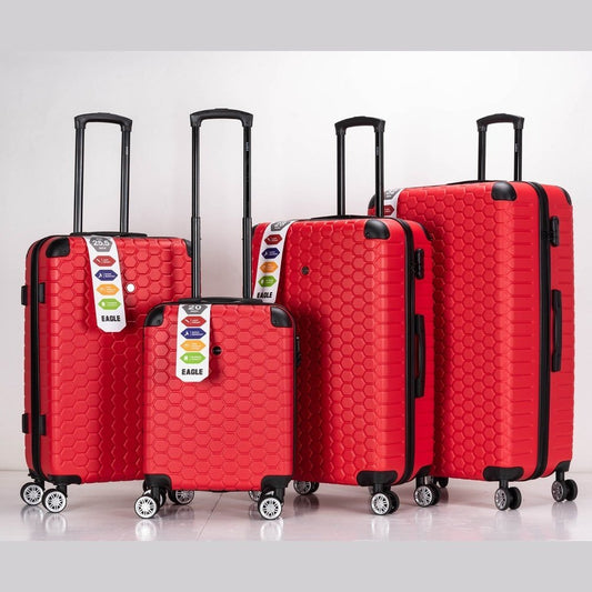 EAGLE Hexagon ABS Hard Shell 4 Wheels Red - Easy Luggage