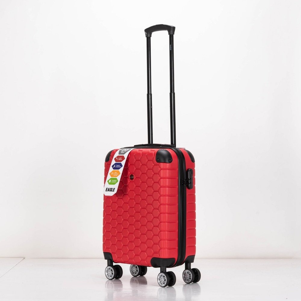 EAGLE Hexagon ABS Hard Shell 4 Wheels Red - Easy Luggage