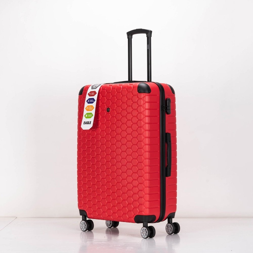 EAGLE Hexagon ABS Hard Shell 4 Wheels Red - Easy Luggage