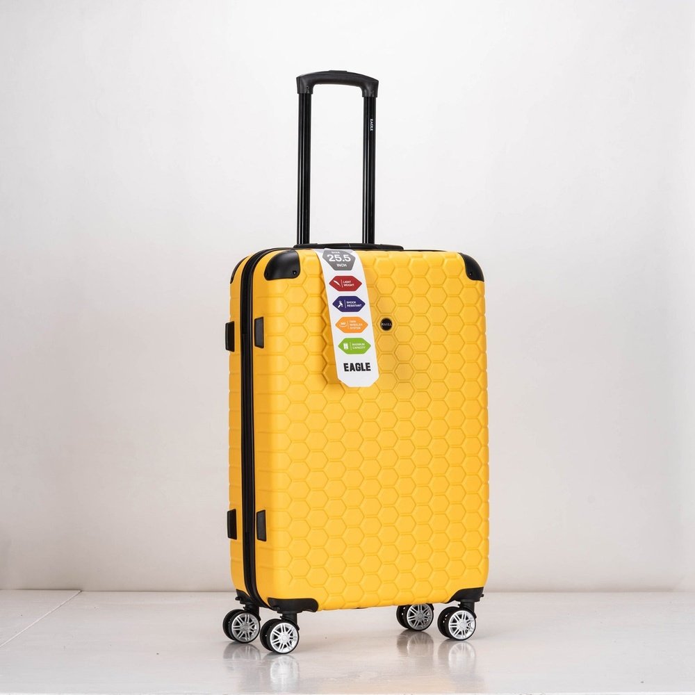 Eagle hexagon abs hard shell 4 wheels - yellow - Easy Luggage