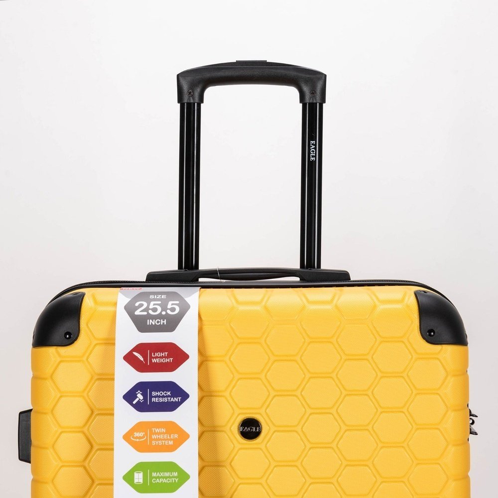 Eagle hexagon abs hard shell 4 wheels - yellow - Easy Luggage