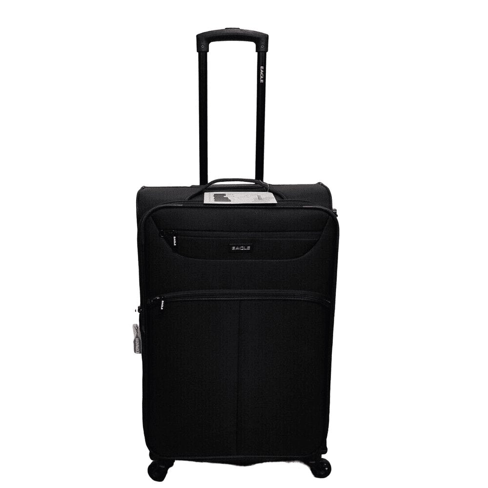 Eagle Super Lightweight 4 Wheels Spinner Soft Shell Expandable Luggage Black - Easy Luggage